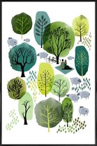 JUNIQE - Poster in kunststof lijst Spring Forest -20x30 /Groen