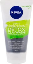 Nivea - Detox Clay Cleansing Cream 3in1 Urban Skin ( Detox Clay Wash) 150ml - 150ml