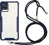 Samsung Galaxy A52s 5G Hoesje - Mobigear - Lanyard Serie - TPU Hoesje met koord - Transparant / Donkerblauw - Hoesje Geschikt Voor Samsung Galaxy A52s 5G