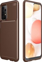 Samsung Galaxy A72 Hoesje - Mobigear - Racing Serie - TPU Backcover - Bruin - Hoesje Geschikt Voor Samsung Galaxy A72