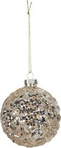 Clayre & Eef Kerstbal Ø 8 cm (set 4) Zilverkleurig Glas Rond Kerstboomversiering Kerstversiering Kerstdecoratie