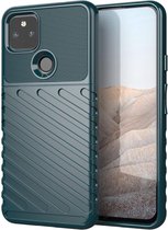 Google Pixel 5a Hoesje Twill Thunder Texture TPU Back Cover Groen