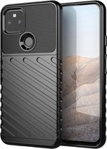 Google Pixel 5a Hoesje Twill Thunder Texture TPU Back Cover Zwart