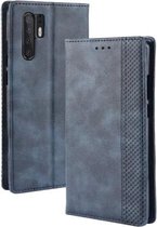 Magnetische gesp Retro textuur horizontale lederen flip case voor Huawei P30 Pro, met houder & kaartsleuven & portemonnee (blauw)