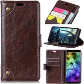 Koperen gesp nappa textuur horizontale flip lederen tas voor Huawei Honor 8A, met houder & kaartsleuven & portemonnee (koffie)