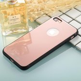 Voor iPhone SE 2020 & 8 & 7 0.8 mm gehard glas Hoge kwaliteit TPU casco beschermende achterkant hoes (rose goud)