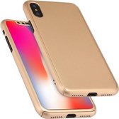 360 graden volledige dekking afneembare pc-behuizing met gehard glasfolie voor iPhone XS (goud)