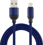 3A USB naar USB-C / Type-C gevlochten datakabel, kabellengte: 1 m (donkerblauw)