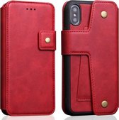 Koeienhuid textuur magnetische absorptie afneembare horizontale flip lederen hoes voor iPhone X / XS, met houder & kaartsleuven en portemonnee (rood)