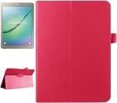 Litchi Texture Horizontale Flip Effen Kleur Smart Leather Case met Twee-vouwbare Houder & Slaap / Wekfunctie voor Galaxy Tab S2 9.7 / T815 (Magenta)