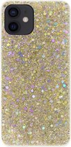 ADEL Premium Siliconen Back Cover Softcase Hoesje Geschikt voor iPhone 12 Mini - Bling Bling Glitter Goud
