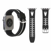 Voor Apple Watch Series 3 & 2 & 1 38 mm Fashion lachend gezicht patroon siliconen horlogebandje (zwart + wit)