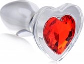 Red Heart Anaalplug Van Glas Met Steentje - Large