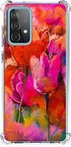Anti Shock hybrid Case Geschikt voor Samsung Galaxy A52 4G/5G Anti Shock Bumper Case met transparante rand Tulips