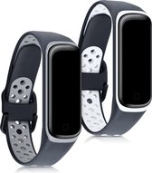 kwmobile 2x armband voor Samsung Galaxy Fit 2 - Bandjes voor fitnesstracker in zwart / grijs / zwart / wit