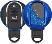 kwmobile autosleutelhoesje voor Mini 3-knops Smart Key autosleutel - sleutelcover van TPU in blauw / metallic blauw - Sneeuwbol met Sterren design