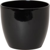 Bloempot in kleur glanzend zwart keramiek voor kamerplant H15 x D17.5 cm- plantenpotten binnen