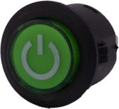 Drukknop 12V aan uit rond met LED groen voor elektrische kinderauto - kindermotor - kinderquad - kindertractor - accuvoertuig