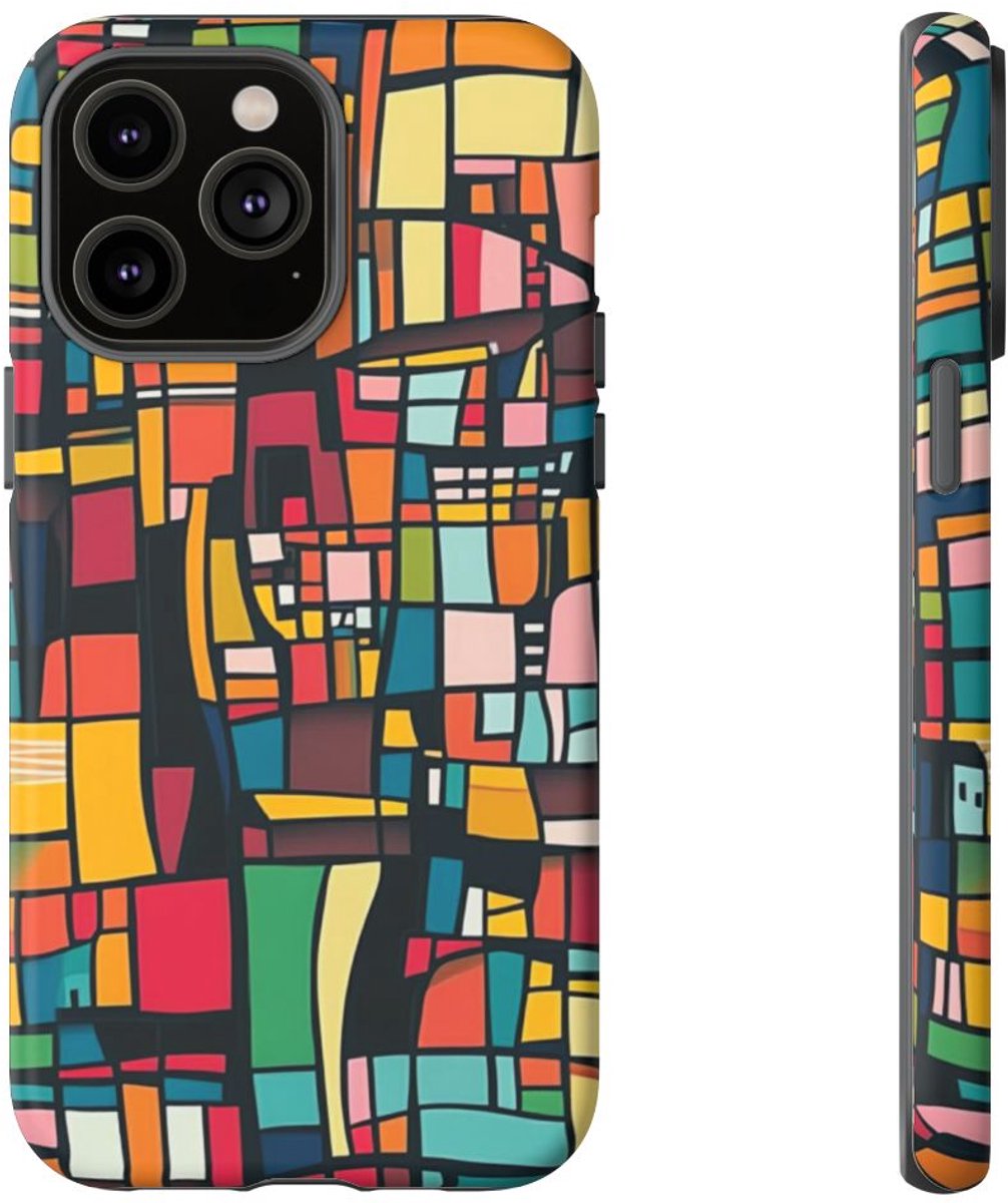 Kleurrijk Abstract Geometrisch Patroon – Telefoonhoesje Geschikt voor iPhone 14 Pro Max