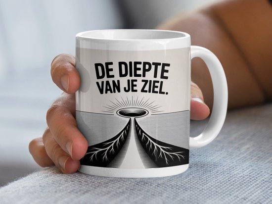 De Diepte Van Je Ziel Mok, Quote Mok, Spirituele Mok, Cadeau Mok, Motiverende Mok, Typografie Mok, Zwarte en Witte Mok