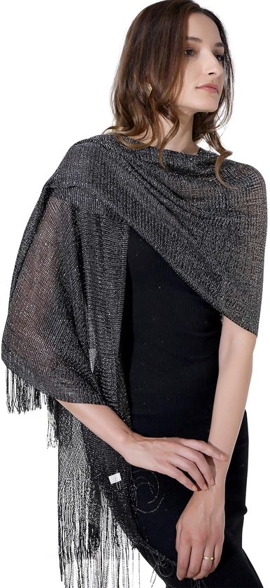 Dames avond wikkel stola sjaal voor jurken sprankelende metallic sjaals voor bruiloften, feesten, bruidsmeisjes, gala's