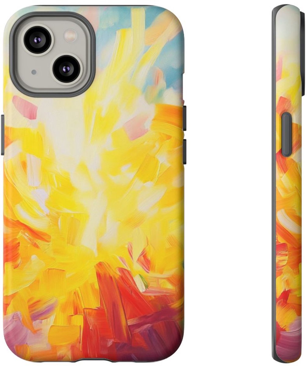 Vrolijke Abstracte Penseelstreken – Telefoonhoesje Geschikt voor iPhone 14