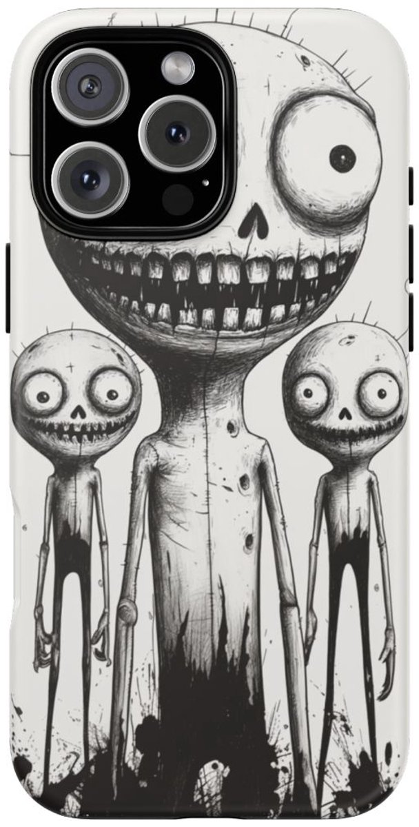 Drie Slanke Monsters in Lijntekening – Telefoonhoesje Geschikt voor iPhone 16 Pro Max