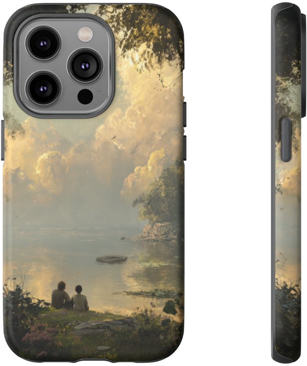 Vredig Meerlandschap met Vriendschap – Telefoonhoesje Geschikt voor iPhone 14 Pro
