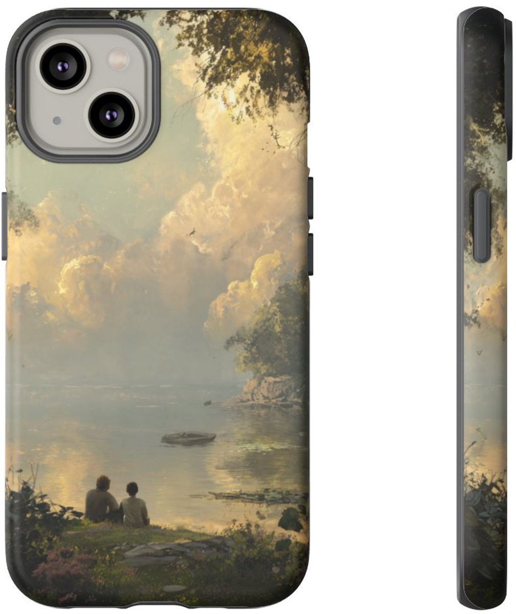 Vredig Meerlandschap met Vriendschap – Telefoonhoesje Geschikt voor iPhone 14