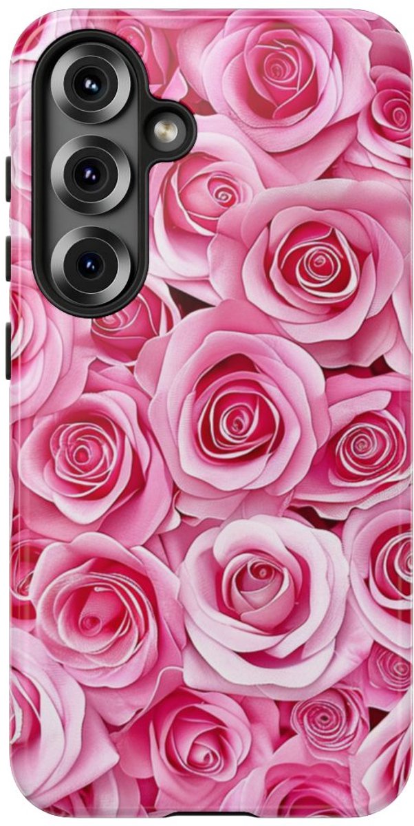 Roze Rozenpatroon – Telefoonhoesje Geschikt voor Samsung Galaxy S25