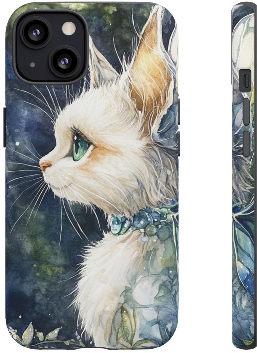 Aquarel Sprookjeskat met Vleugels – Telefoonhoesje Geschikt voor iPhone 13