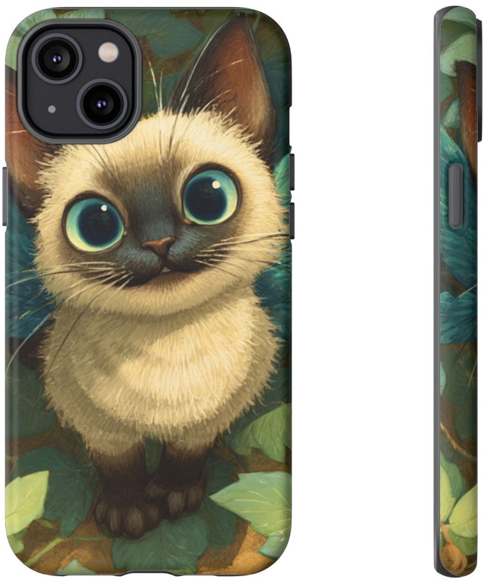 Vrolijk Feeënkatje met Blauwe Vleugels – Telefoonhoesje Geschikt voor iPhone 14 Plus