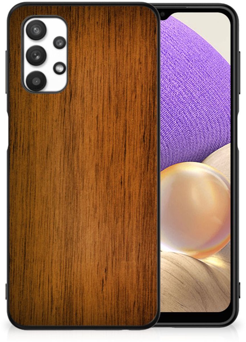 Samsung Galaxy A32 5G Houten Print Telefoonhoesje Donker Hout