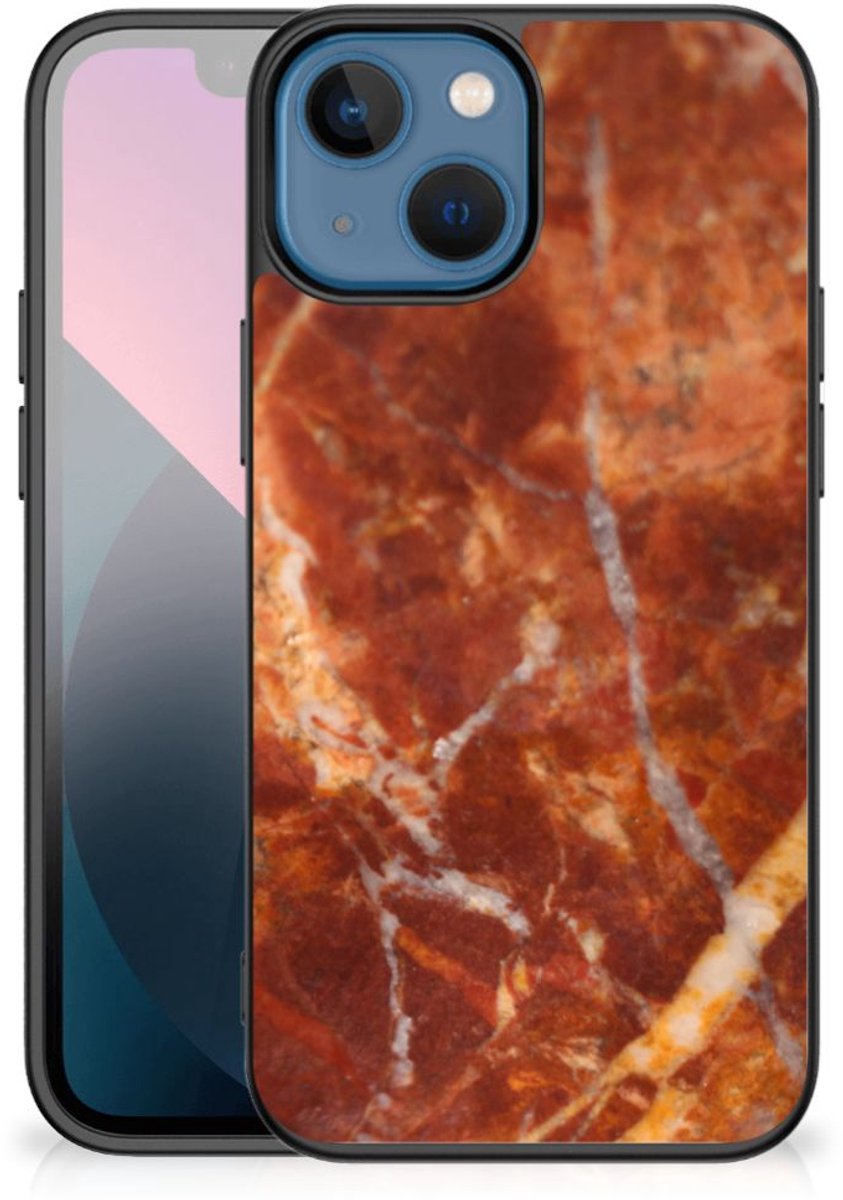 Apple iPhone 13 mini Marmeren Print Telefoonhoesje Marmer Bruin
