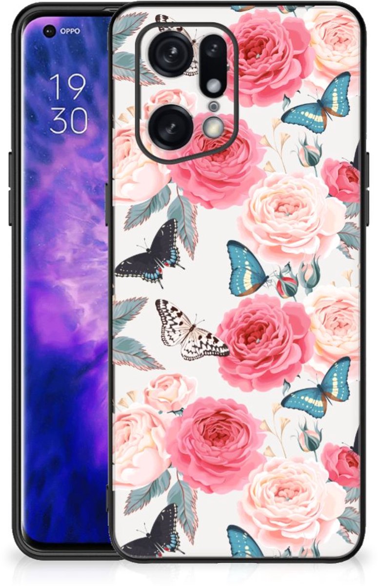 OPPO Find X5 Pro Bloemen Hoesje Butterfly Roses