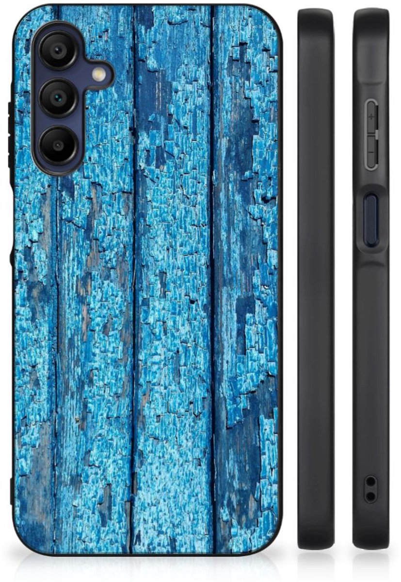 Samsung Galaxy A15 Houten Print Telefoonhoesje Wood Blue