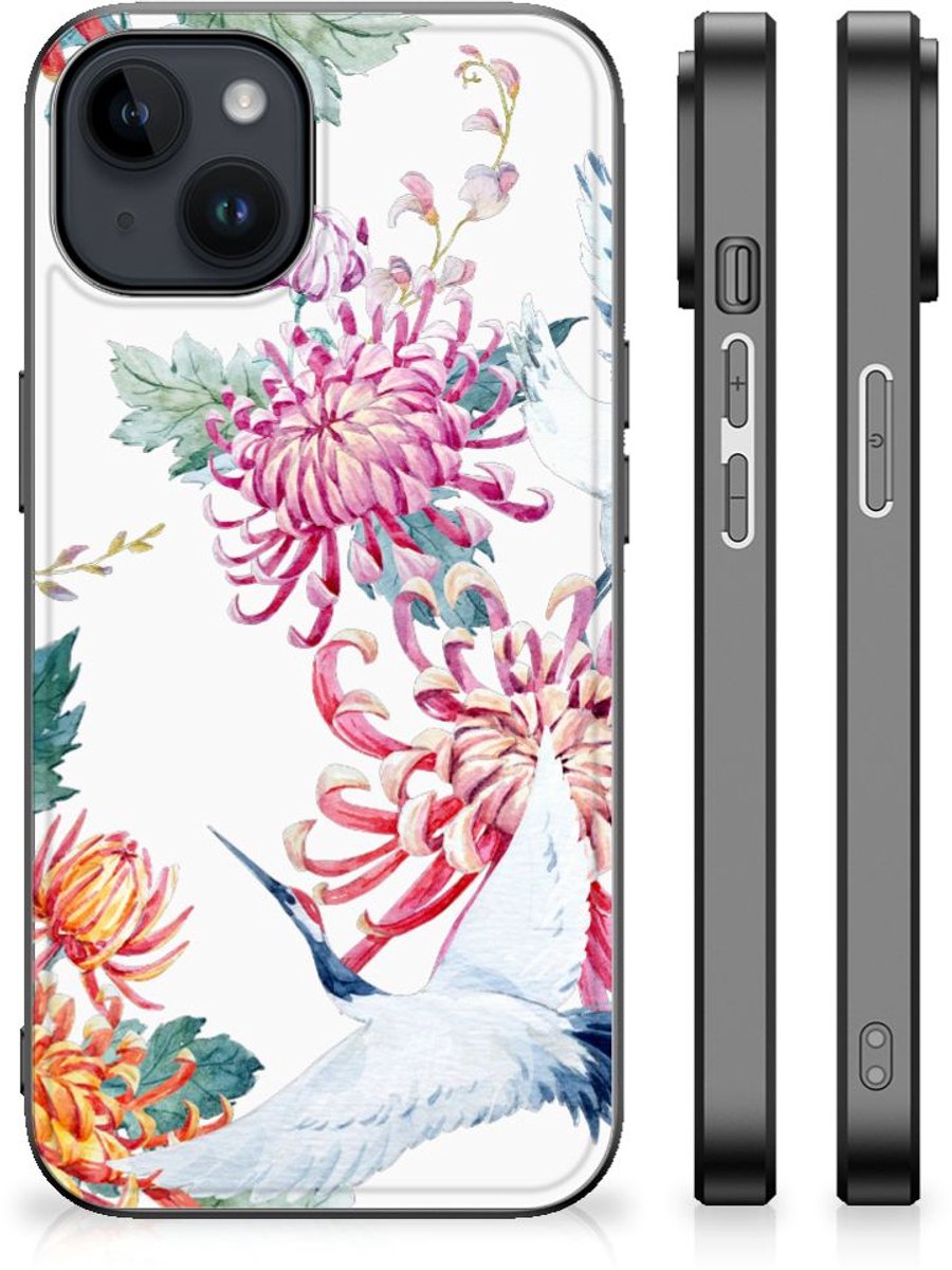 iPhone 15 Plus Dierenprint Telefoonhoesje Bird Flowers