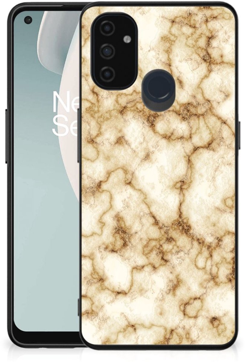 OnePlus Nord N100 Marmeren Print Telefoonhoesje Marmer Goud