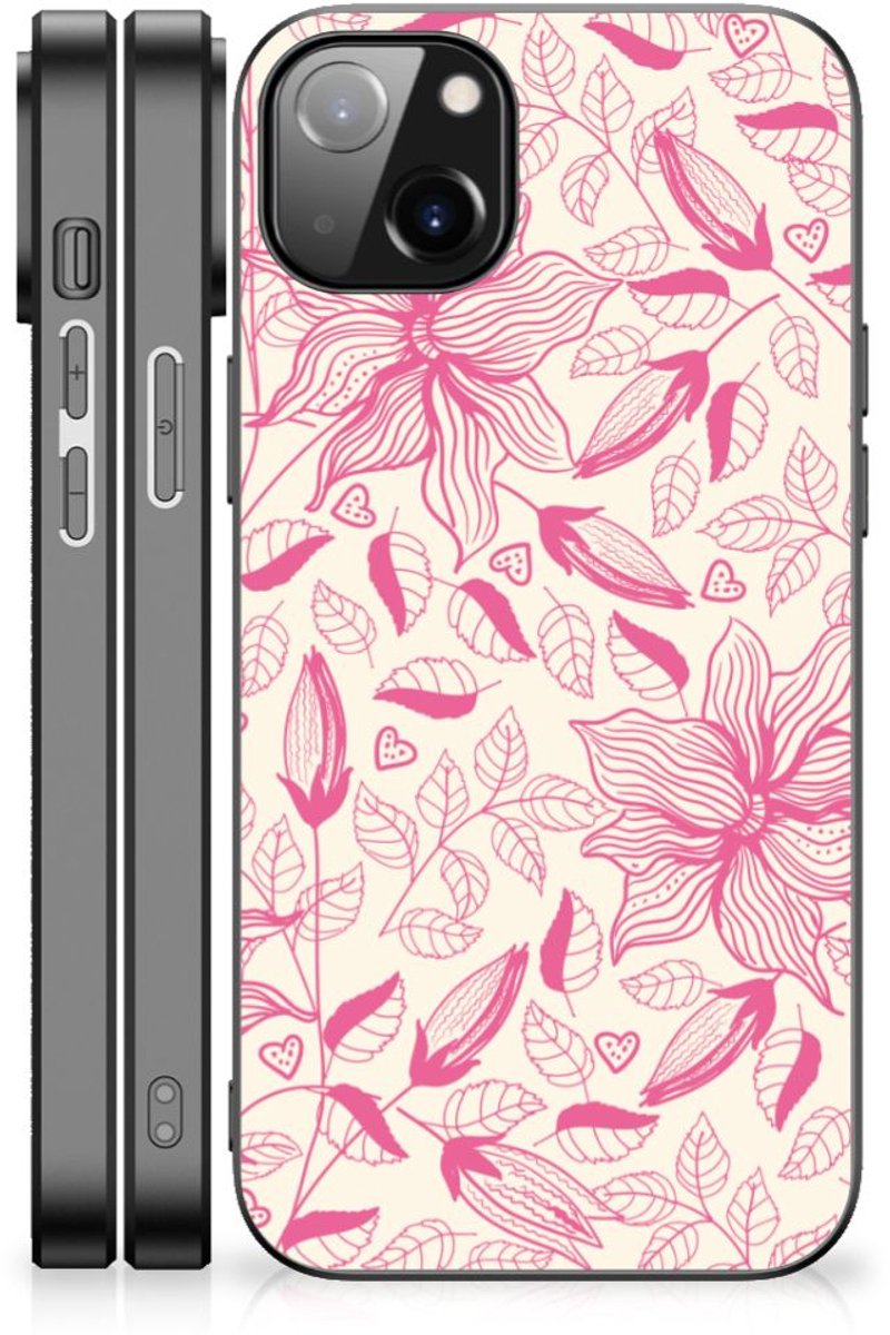 Back Cover voor iPhone 14 Plus Bloemen Hoesje Pink Flowers