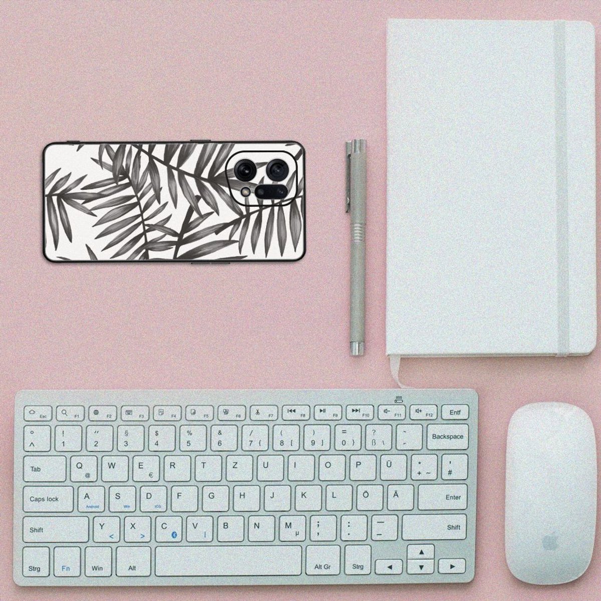 OPPO Find X5 Bloemen Hoesje Leaves Grey
