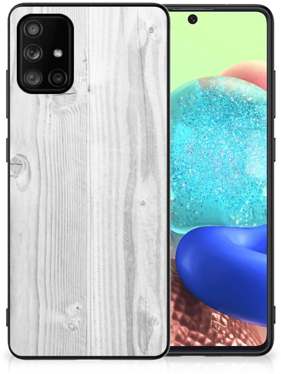 Back Cover voor Samsung Galaxy A71 Houten Print Telefoonhoesje White Wood