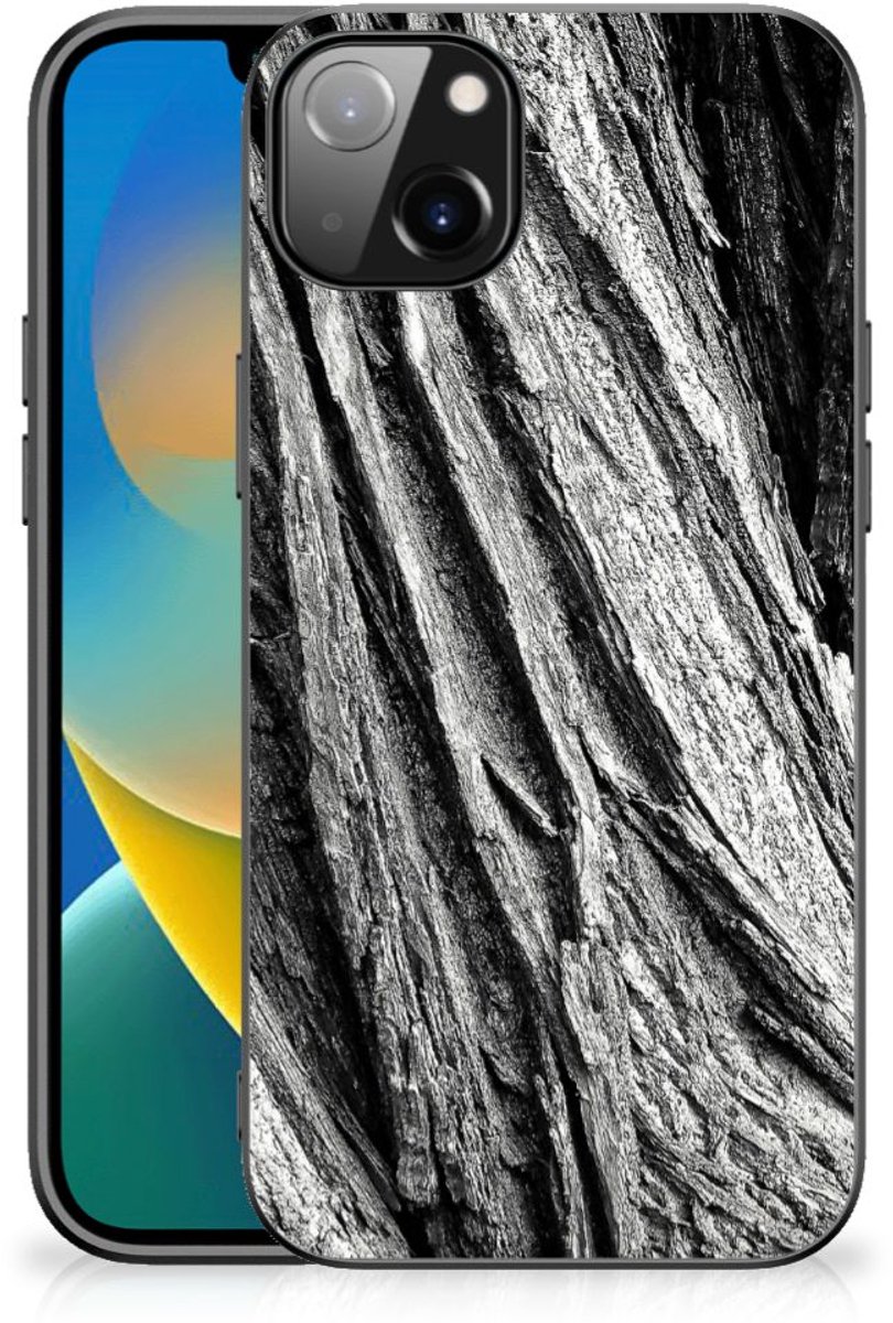 Houten Print Telefoonhoesje iPhone 14 Plus Boomschors Grijs