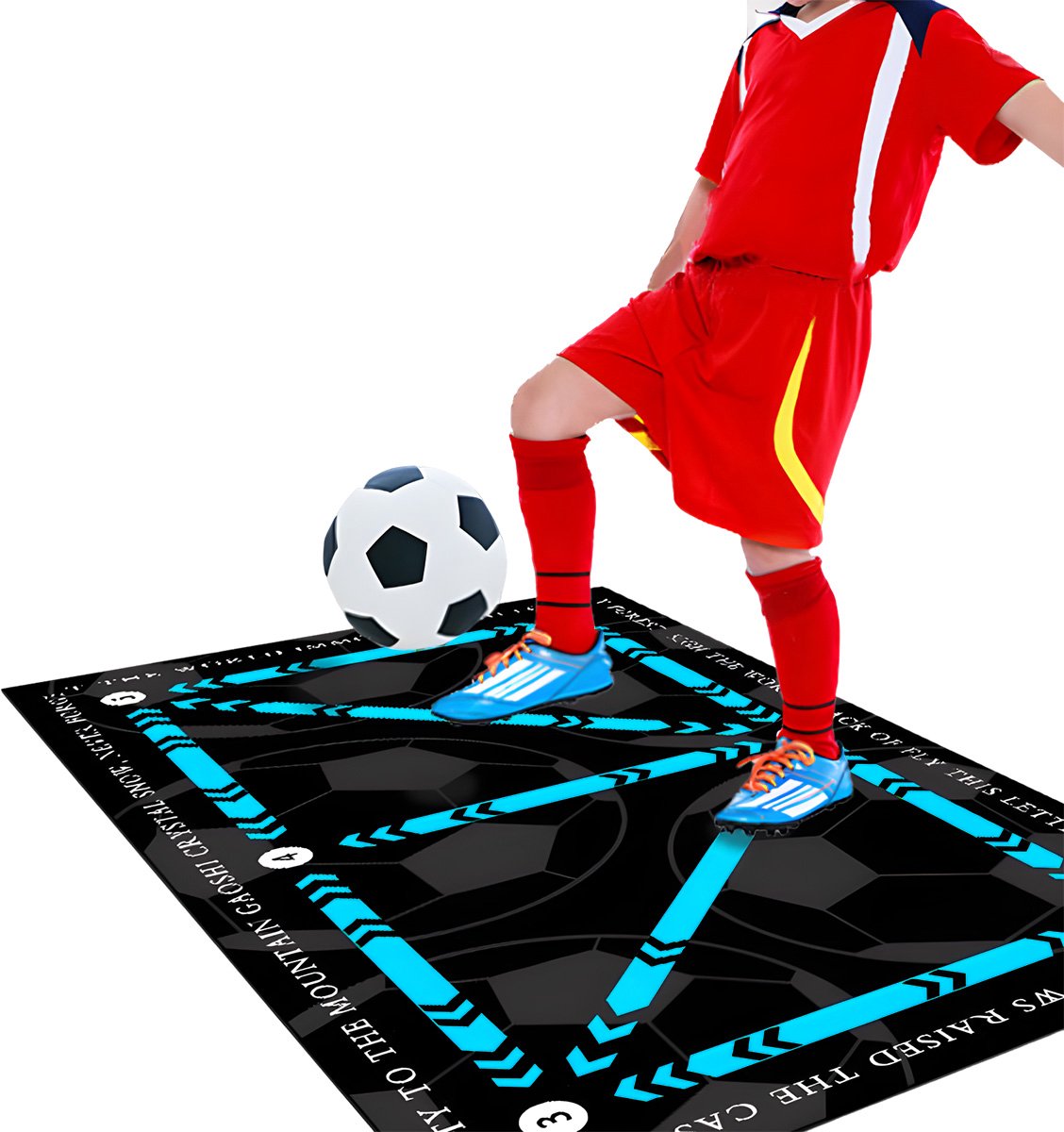 Voetbal Trainingsmat - voetstap dribbelmat - antislip en schokabsorberend - voor voetbaltraining thuis of buiten - stil ontwerp - kinderen & volwassenen - zwart - 50x80cm - 1 stuk