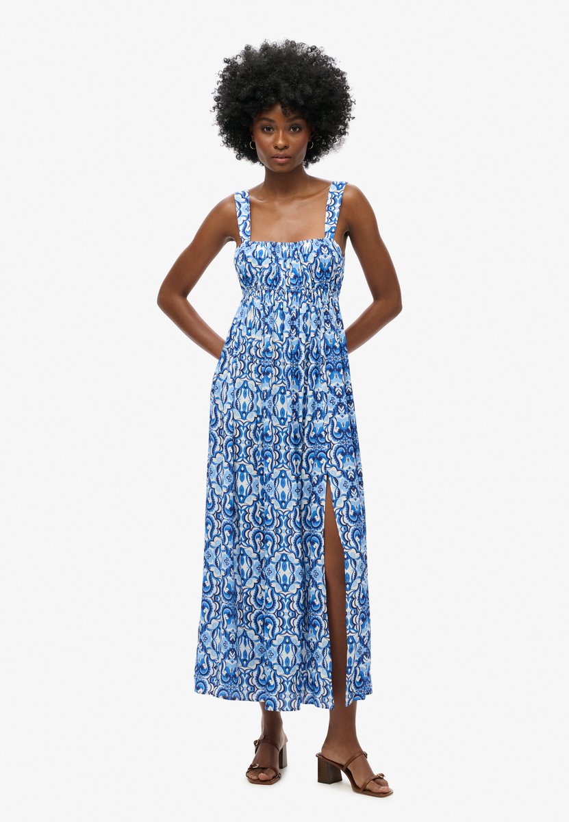 Superdry Maxi-jurk met strik op de rug Dames Jurken Blauw