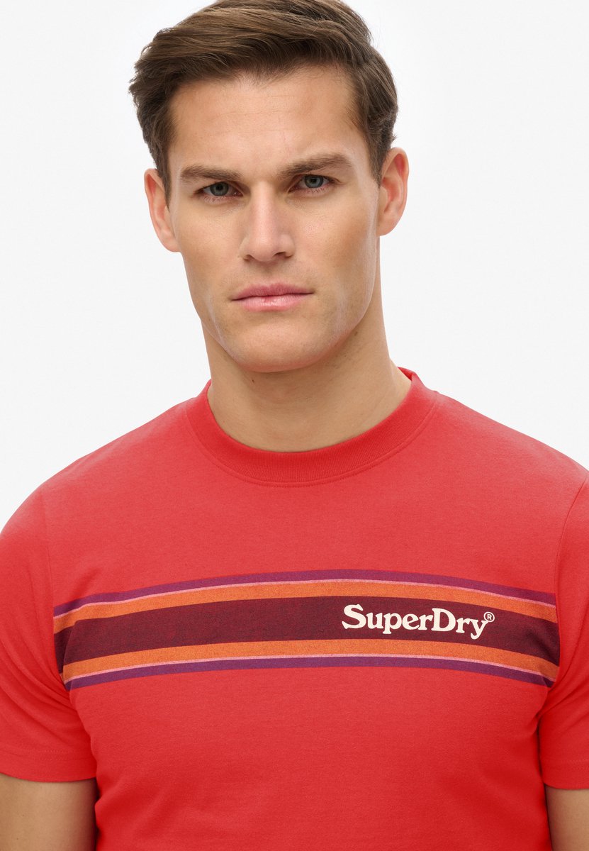 Superdry Gestreept T-shirt met venue-logo en relaxte pasvorm Heren T-shirts Rood