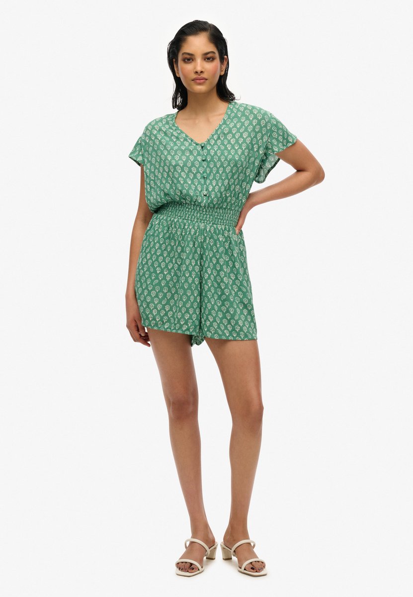 Superdry Playsuit met print en korte mouwen Dames Jurken Groen