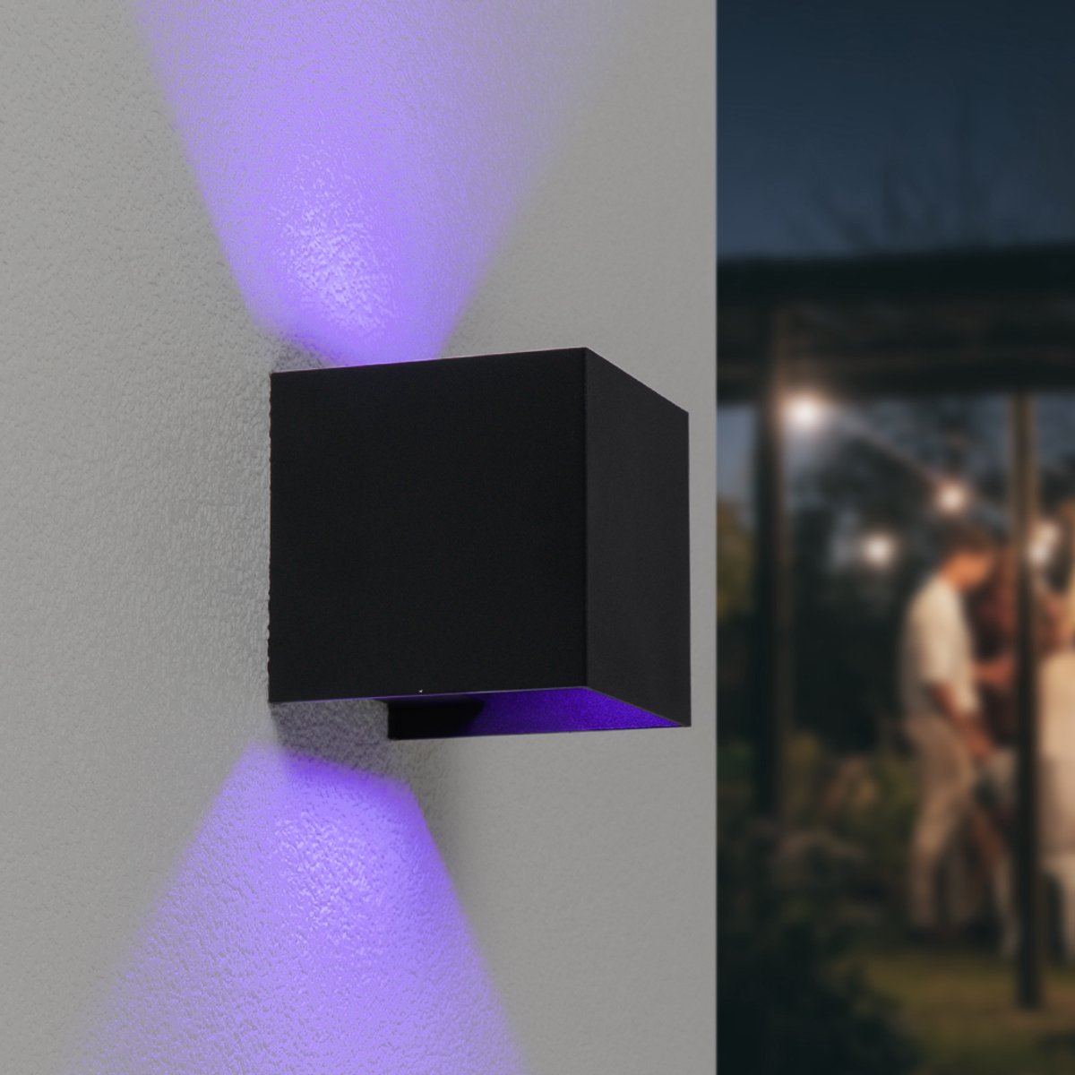 Hoftronic Smart Kansas - Smart UP & Down wandlamp - Zwart - WiFi & Bluetooth - IP65 - Slimme verlichting - 6 Watt - 660 lumen - RGBWW - Moderne muurlamp - Geschikt als wandlamp buiten wandlamp badkamer en wandlamp binnen - 3 jaar garantie