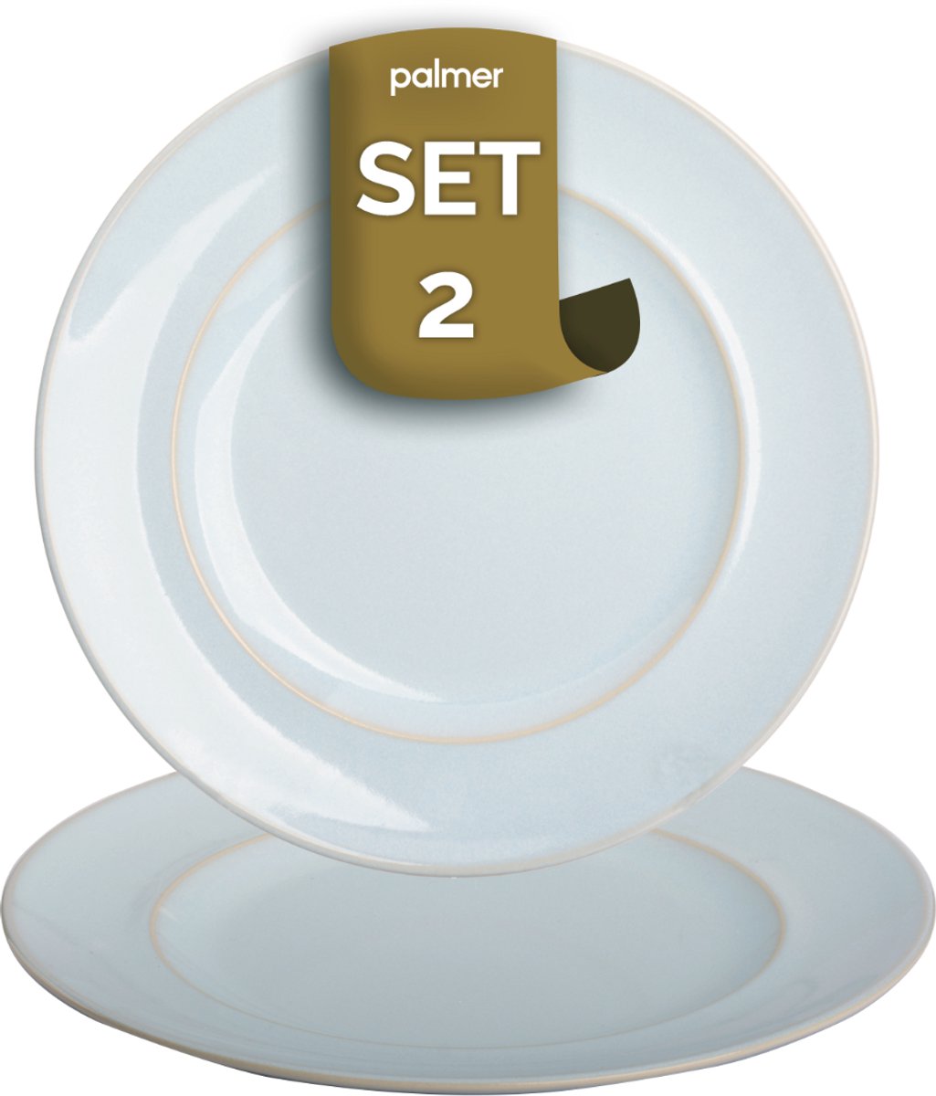 Palmer - Barolo - Bord - 2 stuks - ø 28 cm - Lichtblauw - Stoneware - Bordenset