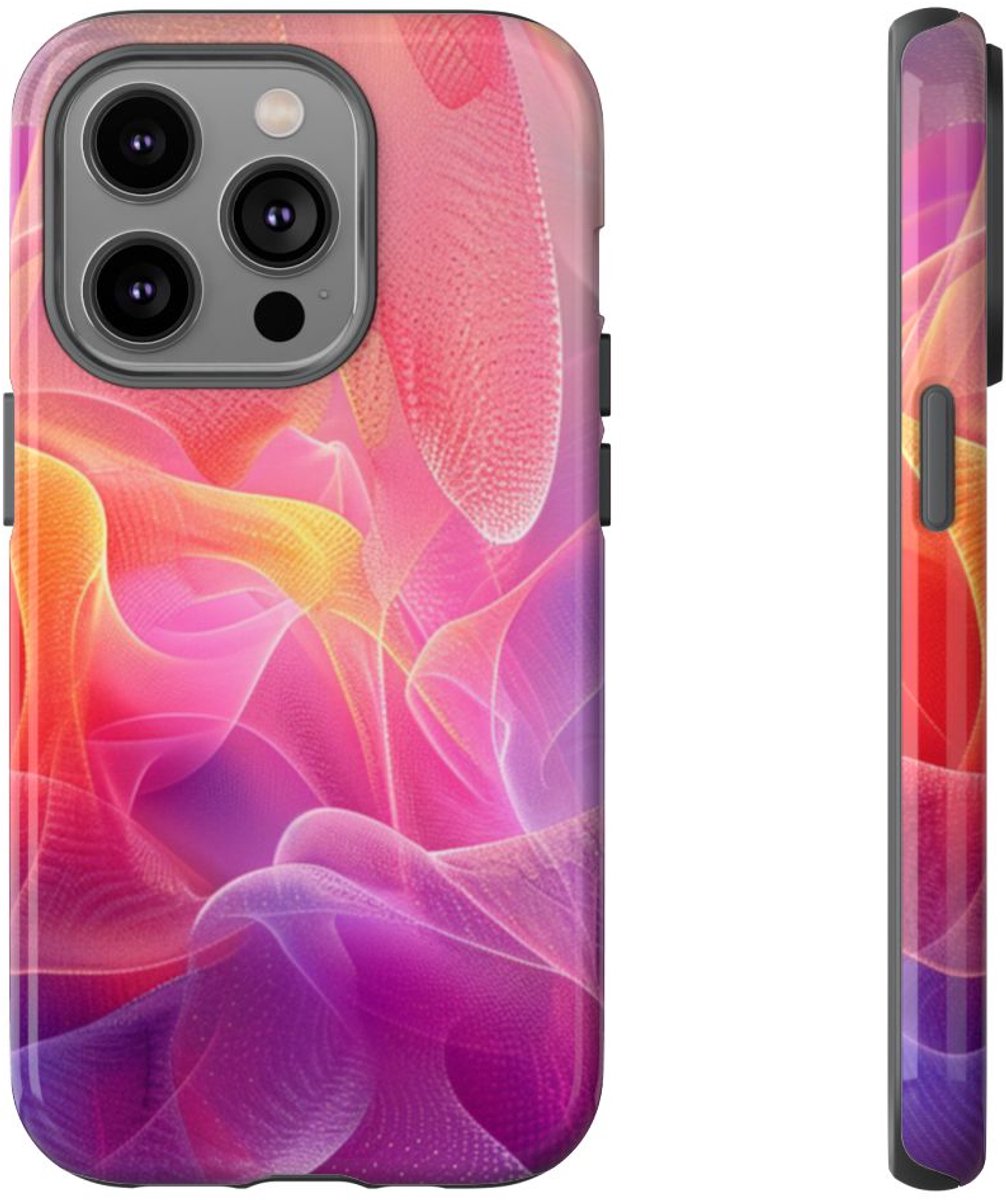 Kleurrijk Abstract Golvend Textiel Design – Telefoonhoesje Geschikt voor iPhone 14 Pro