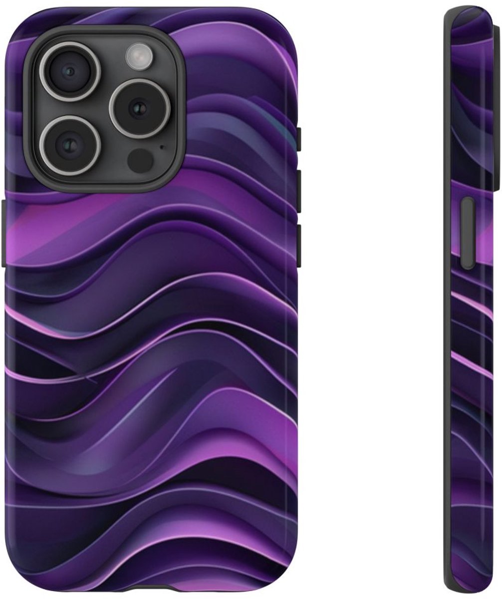 Paars Golvend Patroon – Telefoonhoesje Geschikt voor iPhone 15 Pro
